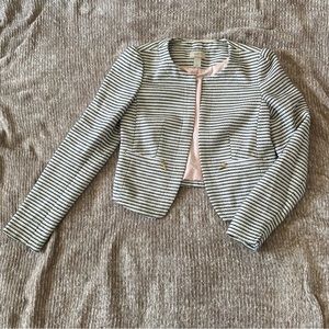 Ann Taylor Loft Blue and White Striped Cropped Blazer, Size XS, Like New